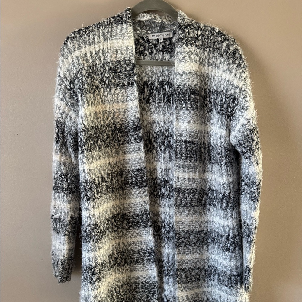 Heartloom Black and White Striped Cardigan